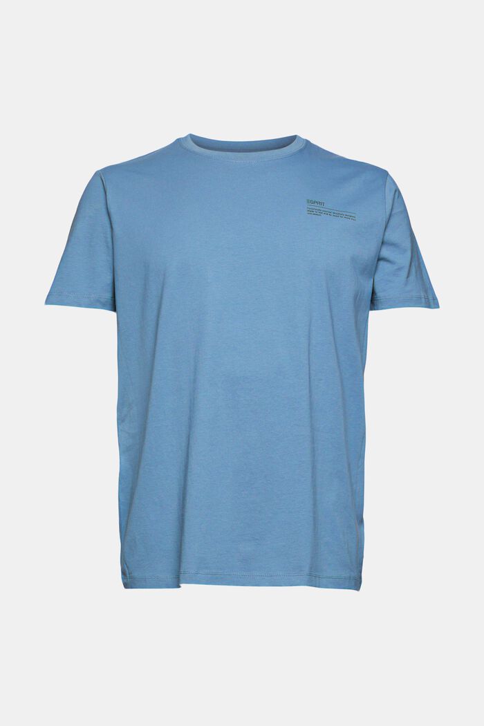 Jersey T-shirt met print, 100% biologisch katoen, BLUE, overview