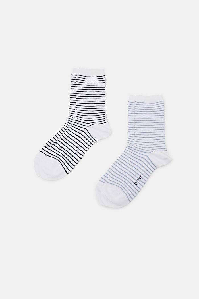 Set van 2 paar gestreepte, grofgebreide sokken, NAVY/BLUE, detail image number 0
