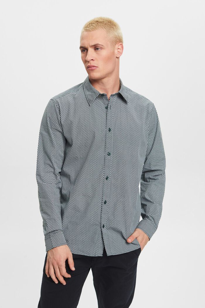 Slim fit-overhemd met patroon all-over, DARK TEAL GREEN, detail image number 0