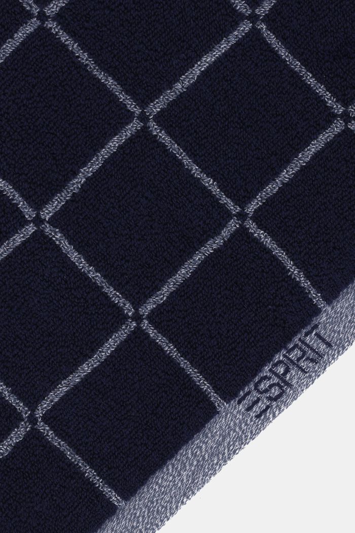 Gemêleerd badhanddoek met blokmotief, NAVY BLUE, detail image number 2