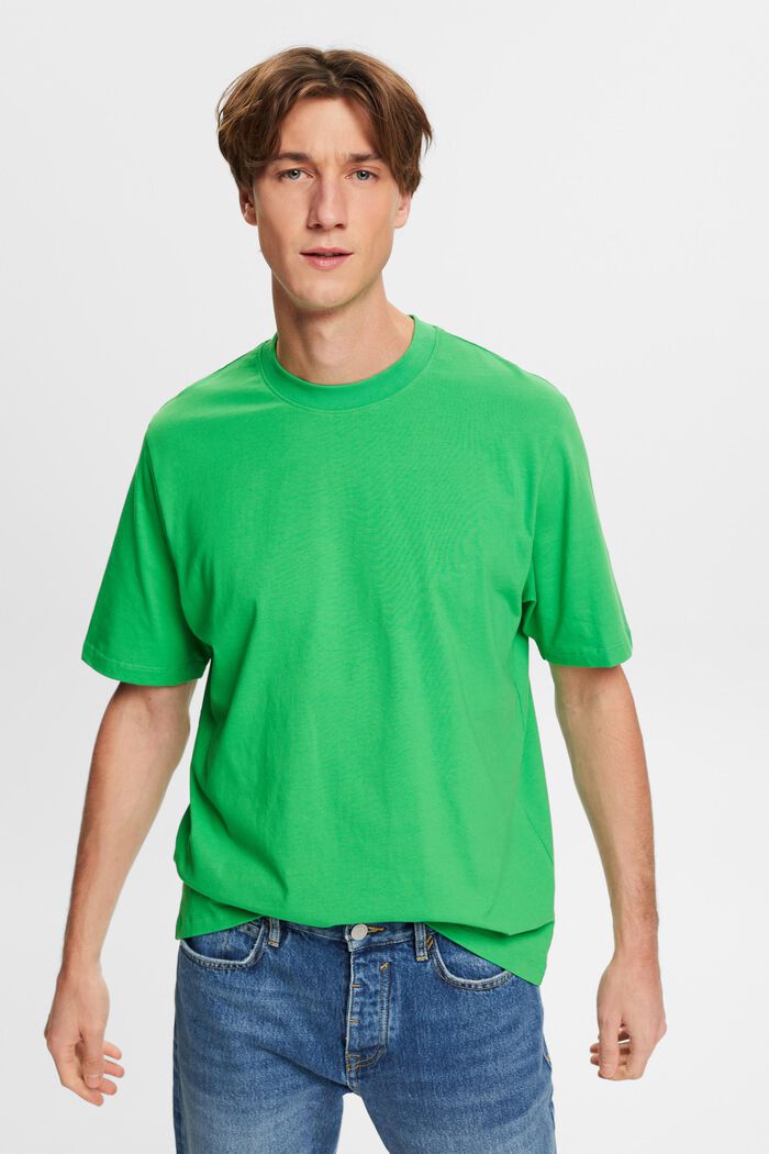 Katoenen T-shirt met ronde hals, GREEN, detail image number 0