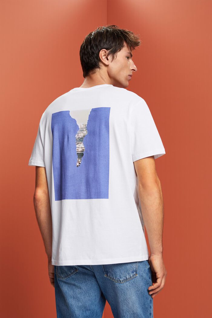 Jersey T-shirt met print op de achterkant, 100% katoen, WHITE, detail image number 3