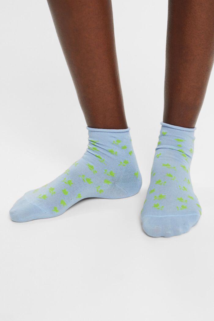 Set van 2 paar korte sokken met bloemenmotief, CLOUD, detail image number 1