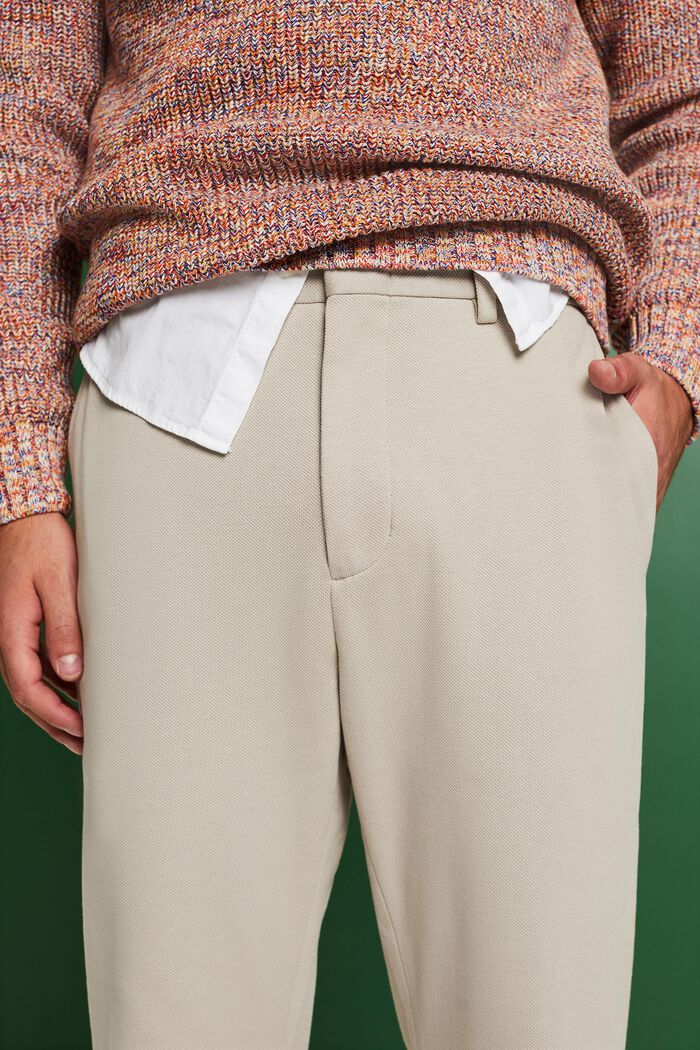 Jersey broek van piqué, BEIGE, detail image number 3