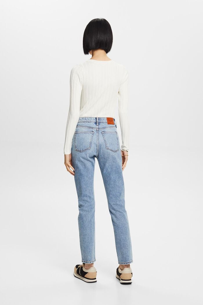 Slim fit jeans met retrolook en hoge taille, BLUE BLEACHED, detail image number 3
