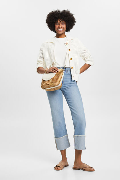 Cropped jeans, 80-look, met vaste omslag, TENCEL™