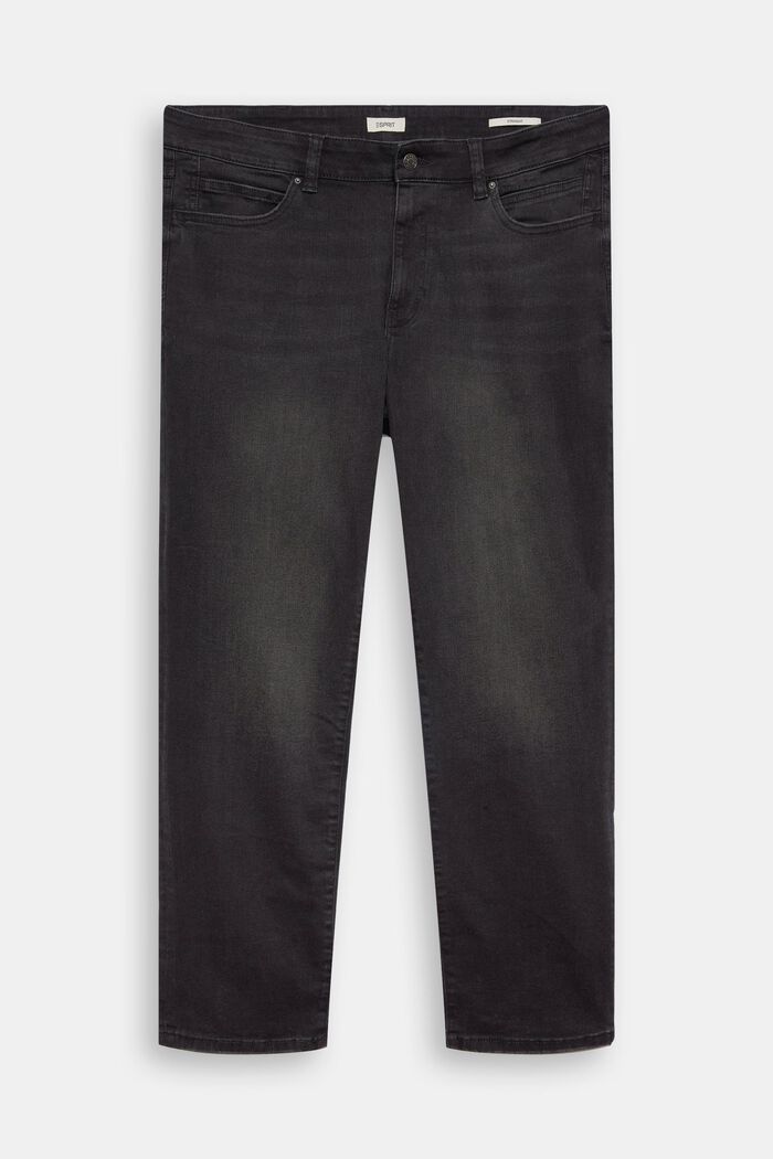 Mid-rise jeans met rechte pijpen, BLACK DARK WASHED, detail image number 6