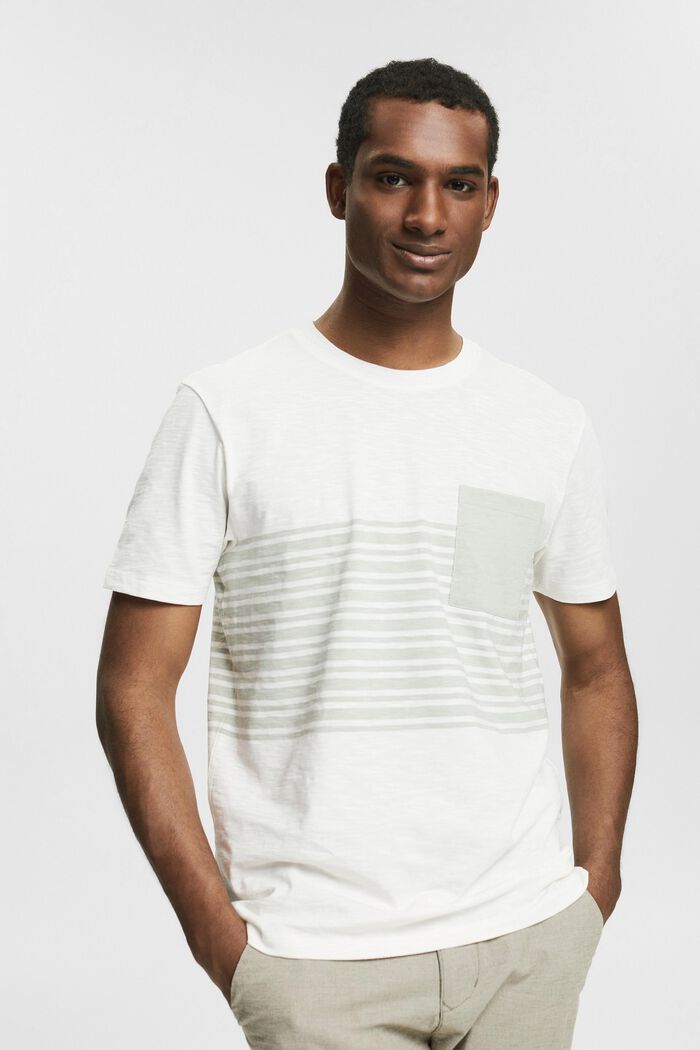 Jersey T-shirt met streepmotief, OFF WHITE, detail image number 0