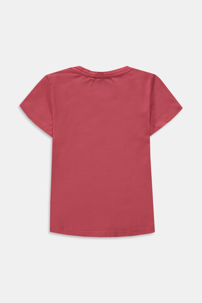 T-shirt met print, katoen-stretch, CORAL RED, detail image number 1