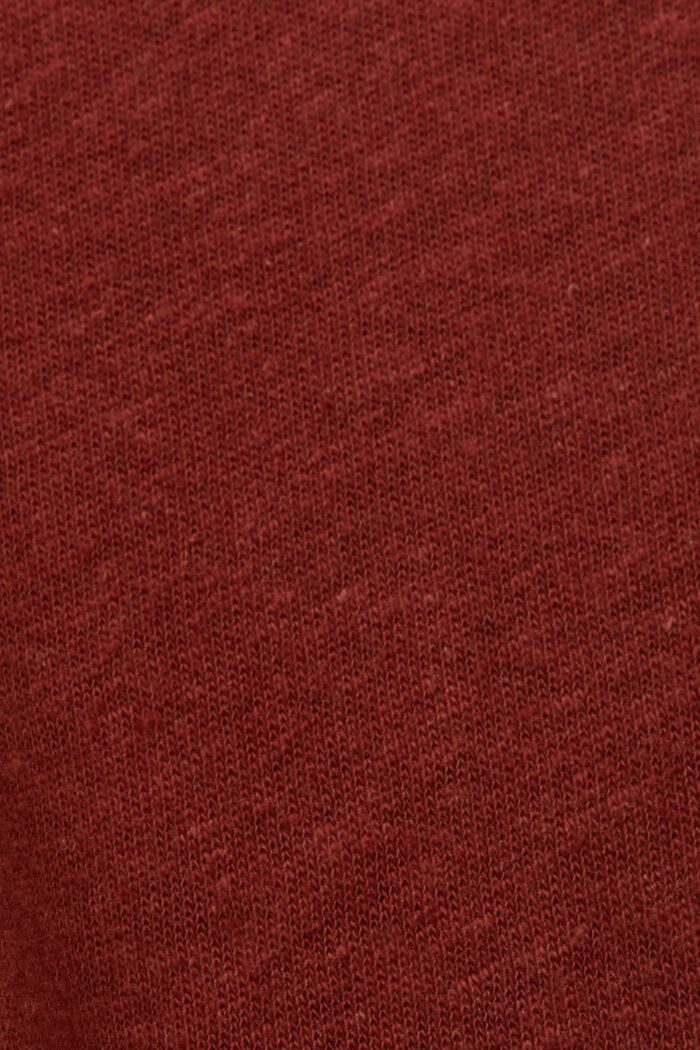 CURVY T-shirt van een mix van katoen en linnen, TERRACOTTA, detail image number 4