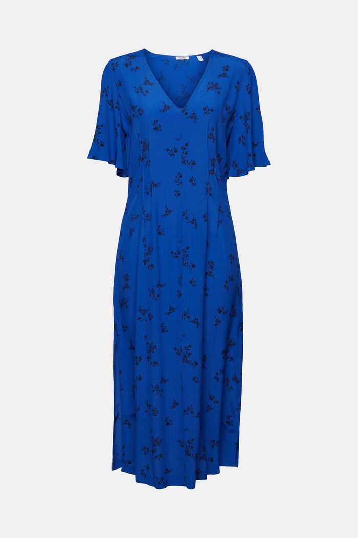 Midi-jurk met V-hals en print, BRIGHT BLUE, detail image number 7