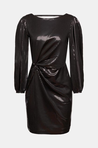 Mini-jurk met applicatie all-over, BLACK, overview