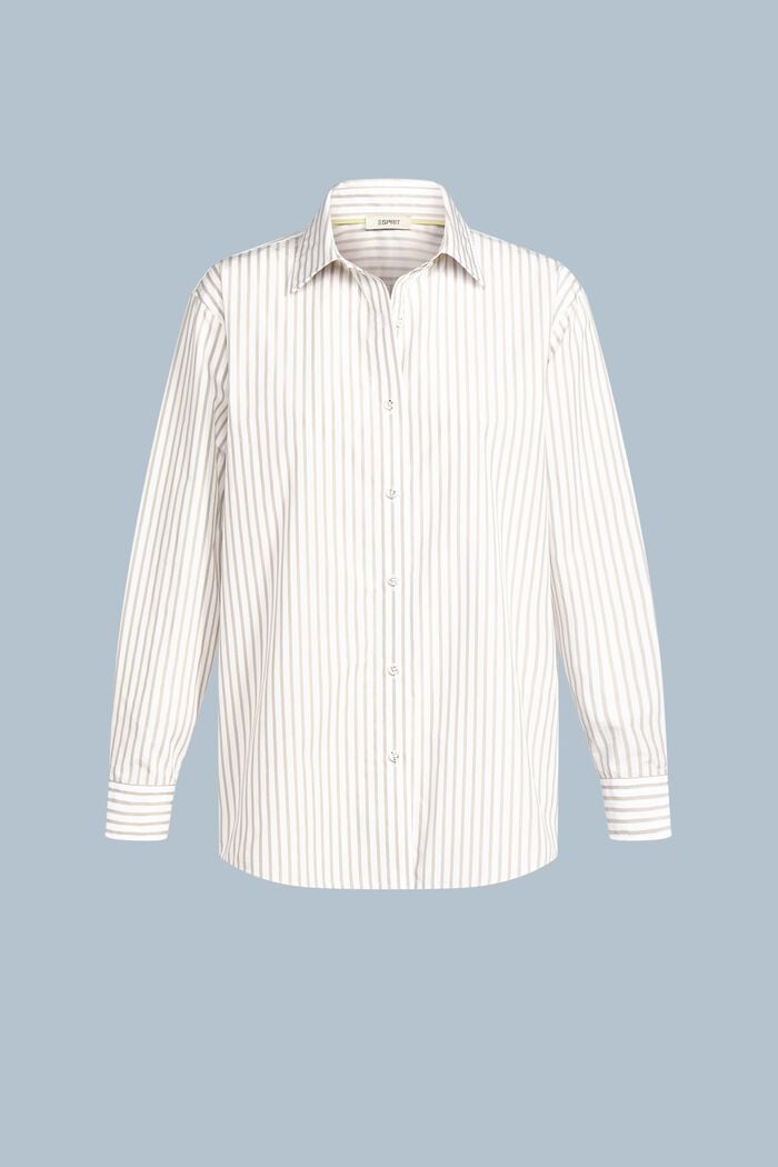 Gestreept overhemd van katoen-popeline, BEIGE, detail image number 6