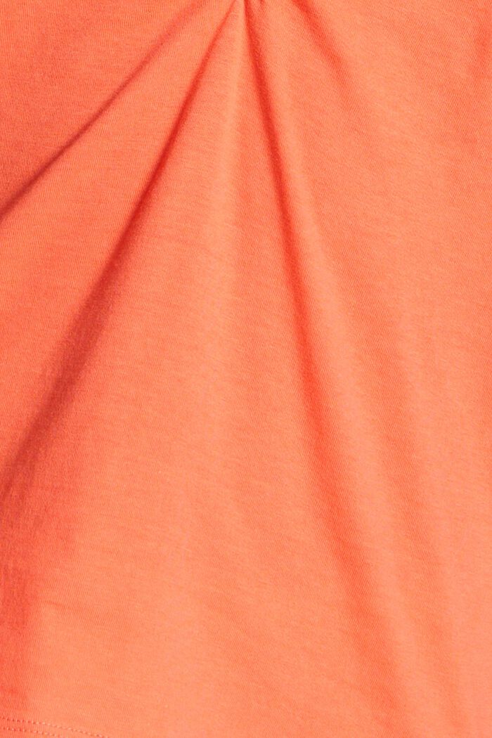Shirt met rimpeling, 100% katoen, CORAL ORANGE, detail image number 4