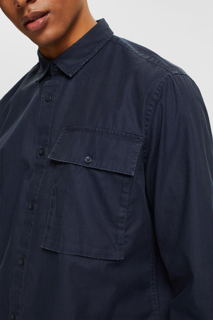 Katoenen overhemd met borstzak, NAVY, detail image number 2