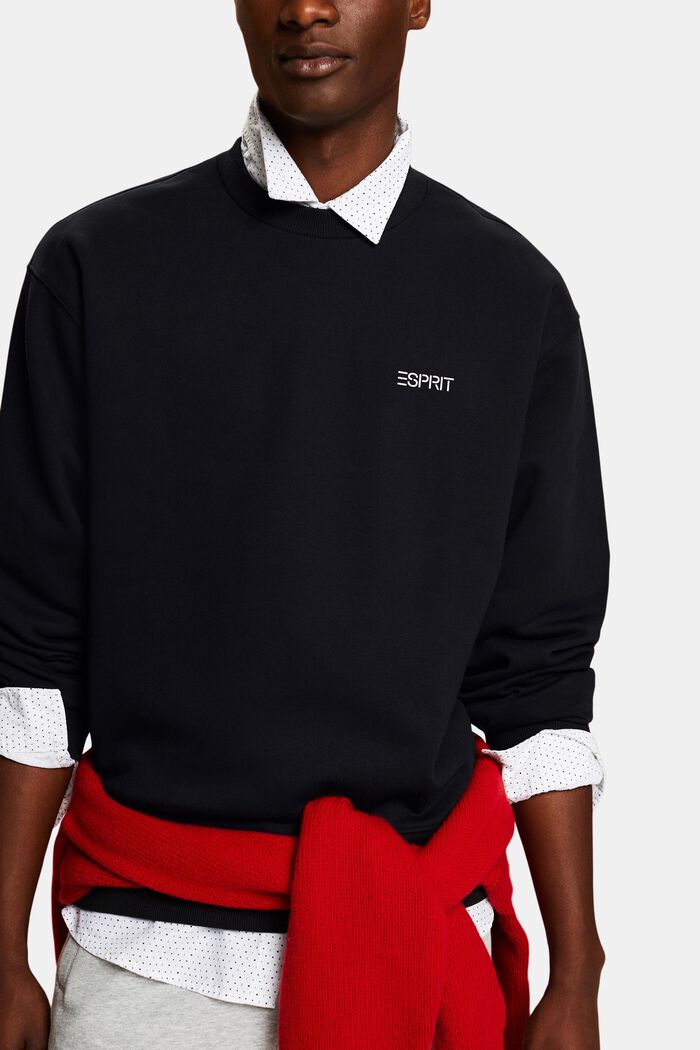Uniseks fleece sweatshirt met logo, BLACK, detail image number 2