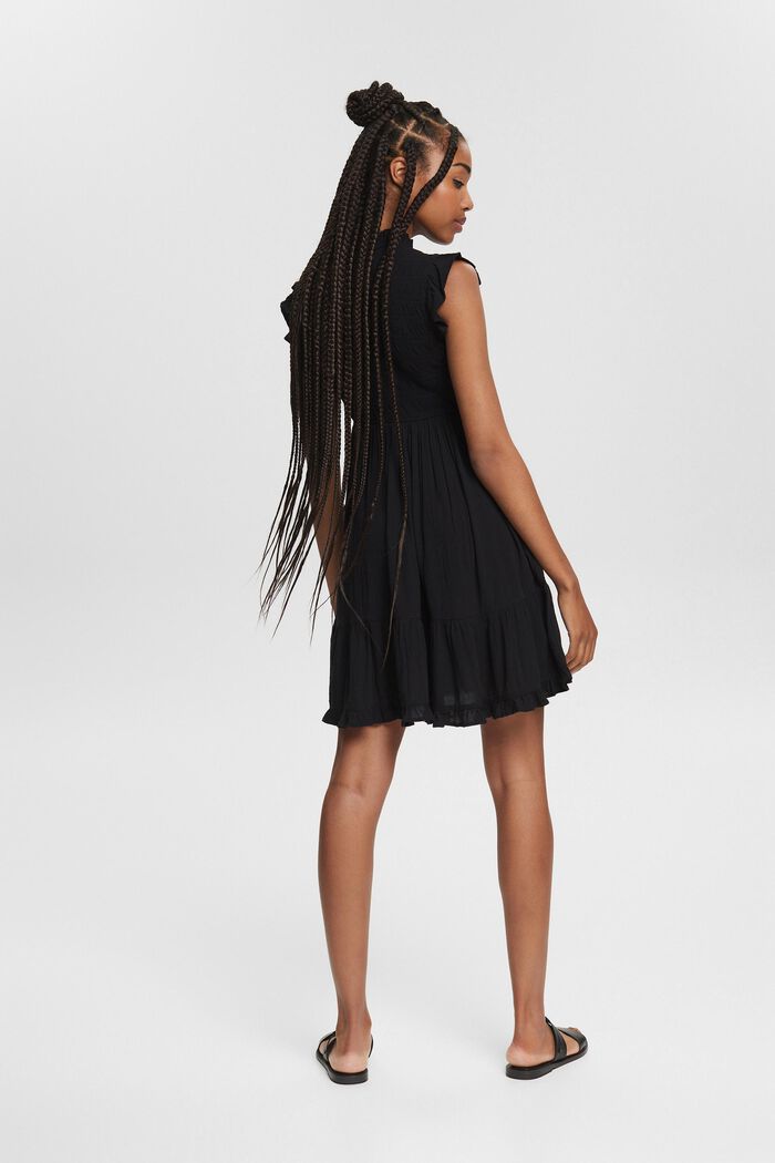 Mini-jurk met volantzoom, LENZING™ ECOVERO™, BLACK, detail image number 2