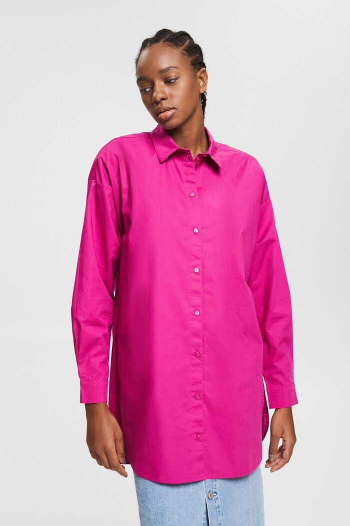 Oversized blouse van biologisch katoen, PINK FUCHSIA, detail image number 0