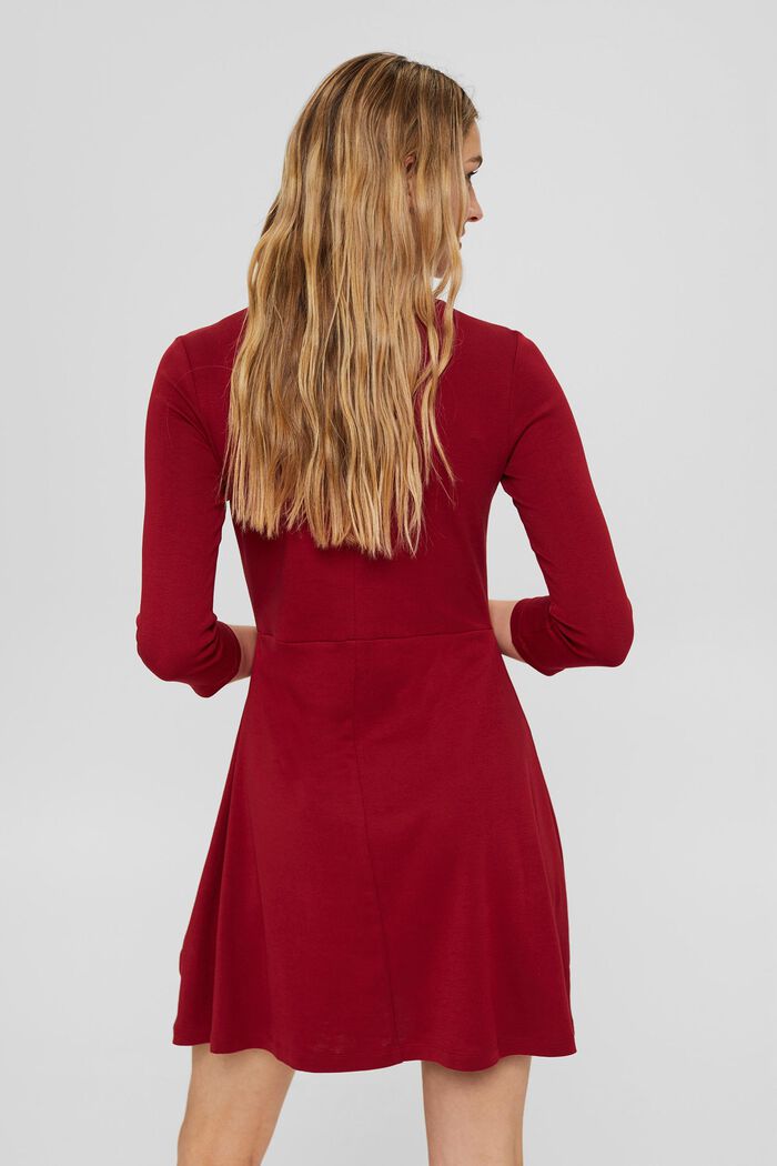 Jersey jurk van 100% biologisch katoen, DARK RED, detail image number 2