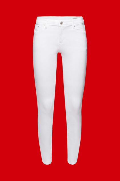 Katoenen skinny jeans, WHITE, overview