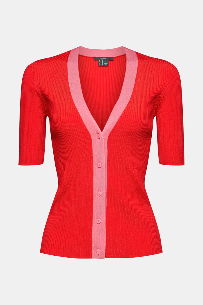 Geribd vest met T-shirtmouwen, RED, detail image number 7