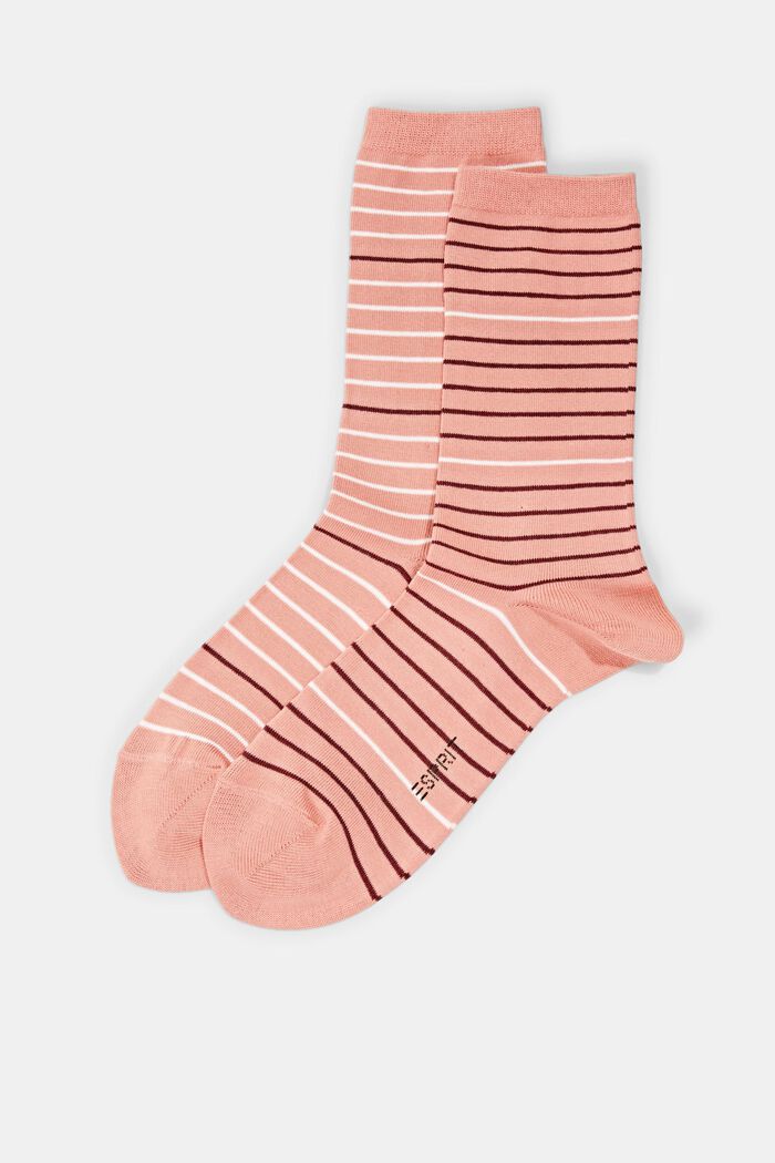 Set van 2 paar gestreepte sokken, organic cotton, WILD ROSE, detail image number 0