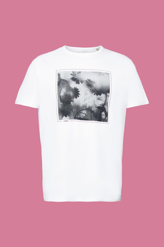 T-shirt van duurzaam katoen met borstprint, WHITE, detail image number 6