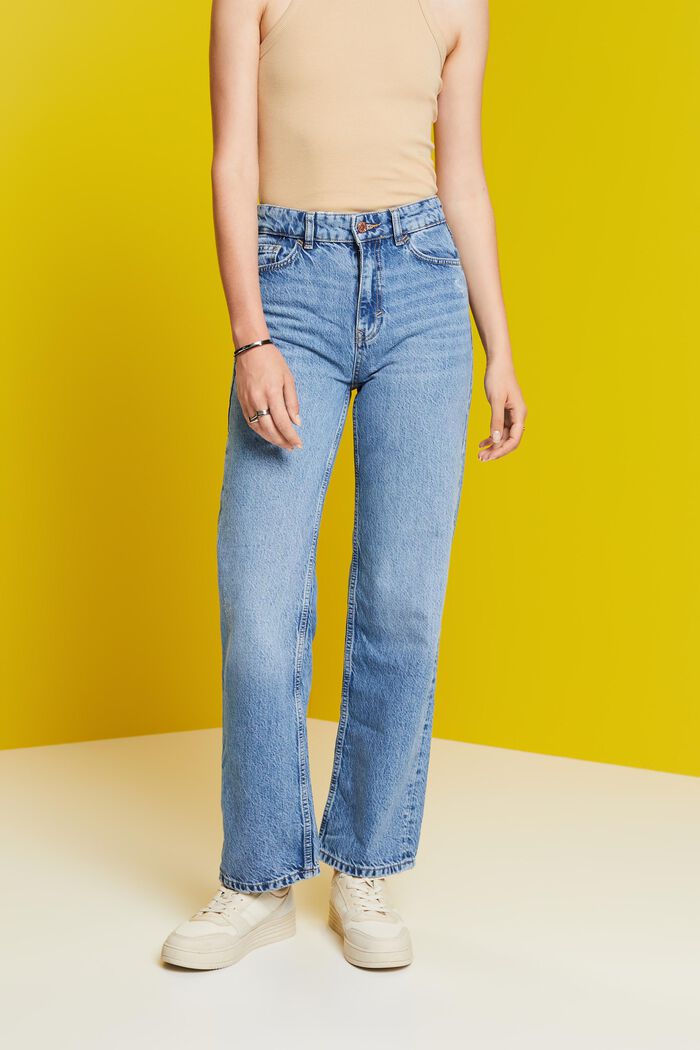 Straight fit jeans in jaren 80-stijl, BLUE MEDIUM WASHED, detail image number 0