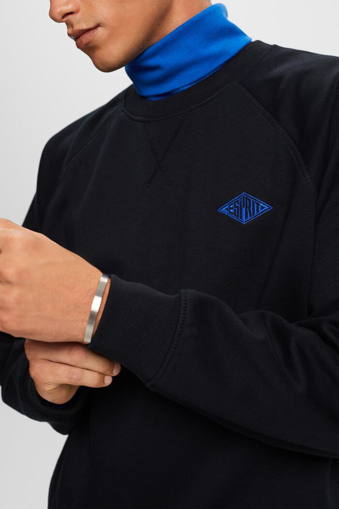 Sweatshirt van fleece met logo, BLACK, detail image number 1