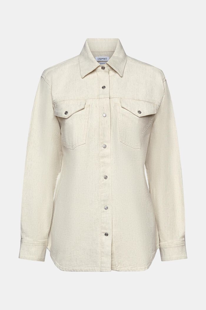 Overshirt blouse met lange mouwen, OFF WHITE, detail image number 5
