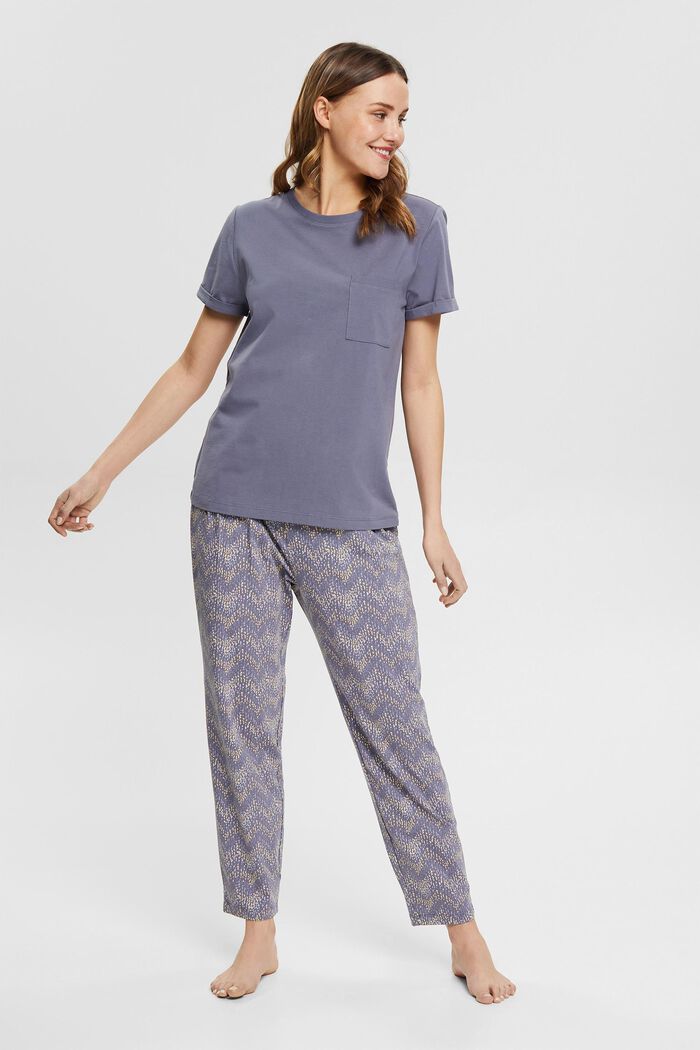 Jersey pyjama van biologisch katoen, GREY BLUE, detail image number 0