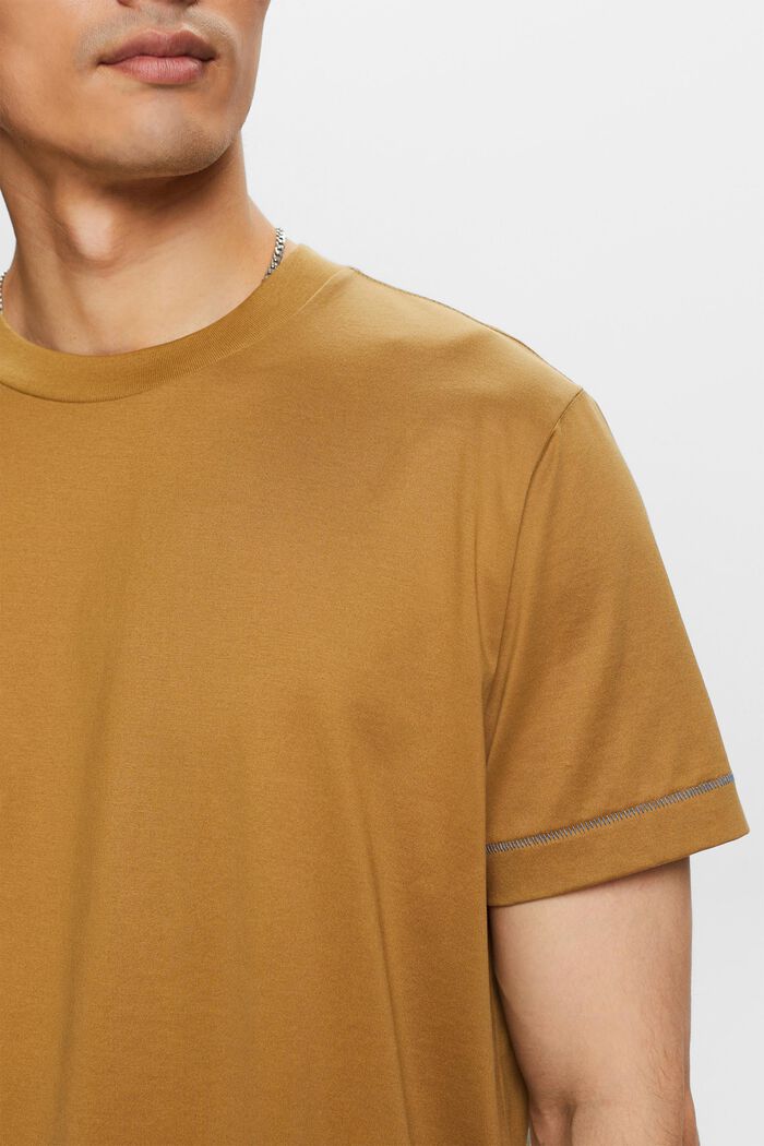 Jersey T-shirt met ronde hals, 100% katoen, TOFFEE, detail image number 2