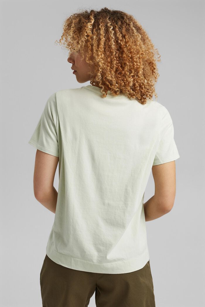 T-shirt met plooidetails, biologisch katoen, PASTEL GREEN, detail image number 3