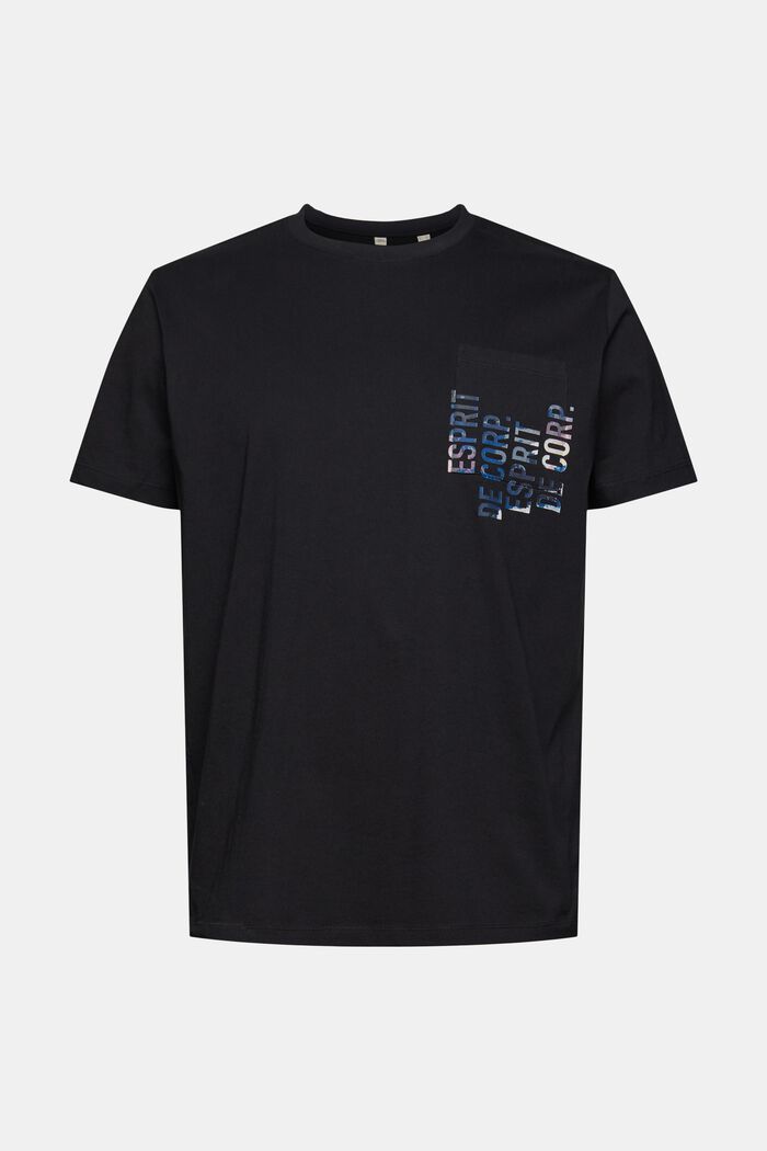 Jersey T-shirt met print, BLACK, overview
