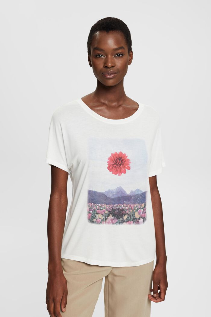 T-shirt met print, LENZING™ ECOVERO™, NEW OFF WHITE, detail image number 1