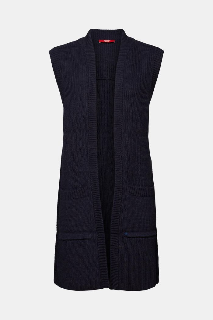 Gerecycled: lang mouwloos vest, NAVY, detail image number 0