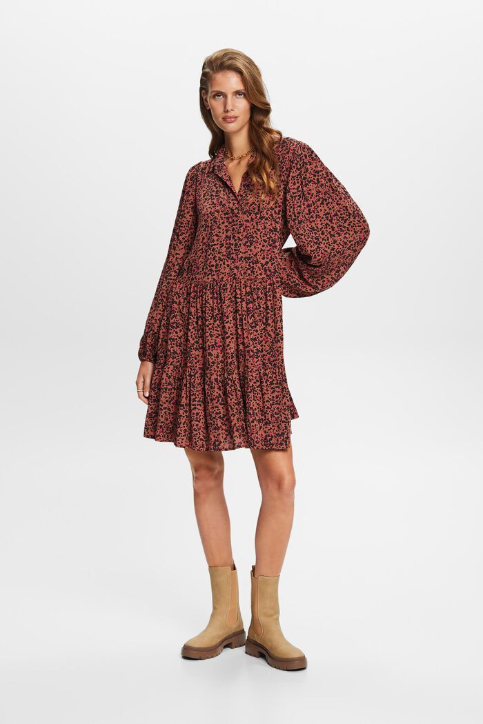 Mini-jurk met print, LENZING™ ECOVERO™, TOFFEE, detail image number 4