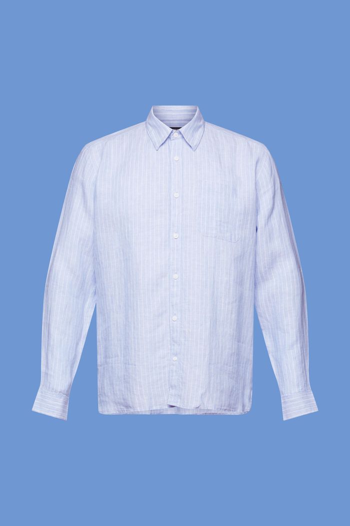 Gestreept shirt, 100% linnen, LIGHT BLUE LAVENDER, detail image number 7