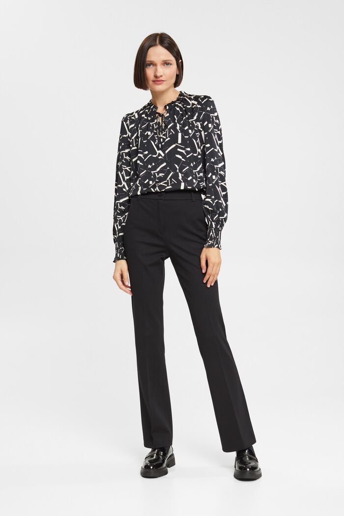 Satijnen blouse met gerimpelde kraag, LENZING™ ECOVERO™, BLACK, detail image number 4