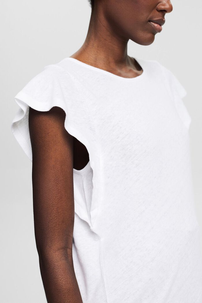 Met linnen: T-shirt met laag uitgesneden armsgaten, WHITE, detail image number 2