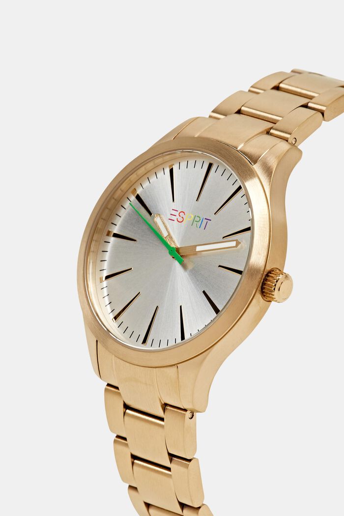 Edelstalen horloge met regenboog logo, GOLD, detail image number 1
