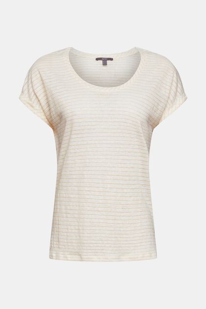 Van linnen: T-shirt met glitterstrepen, OFF WHITE, overview