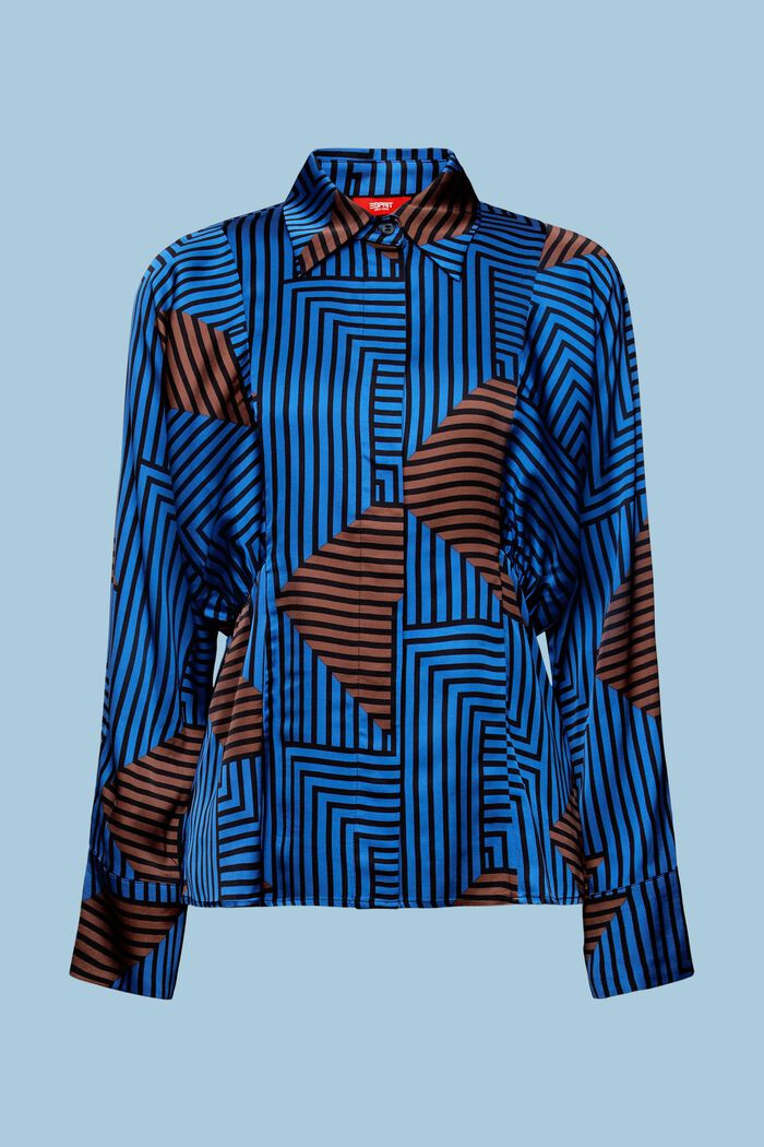 Satijnen blouse met vleermuismouwen, BRIGHT BLUE, detail image number 7