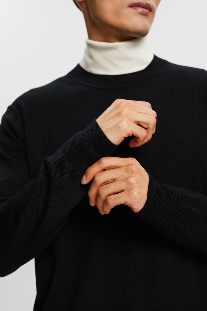 Wollen sweater met een ronde hals, BLACK, detail image number 2