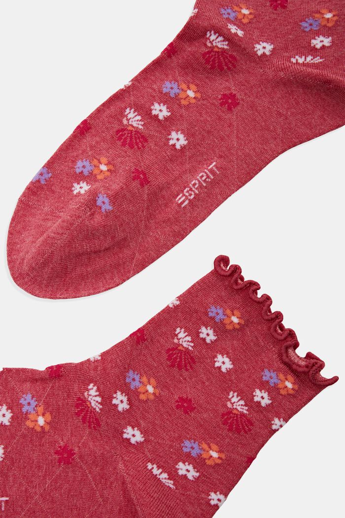 Set van 2 paar sokken met gegolfde zoom, ANTIQUE PINK, detail image number 1