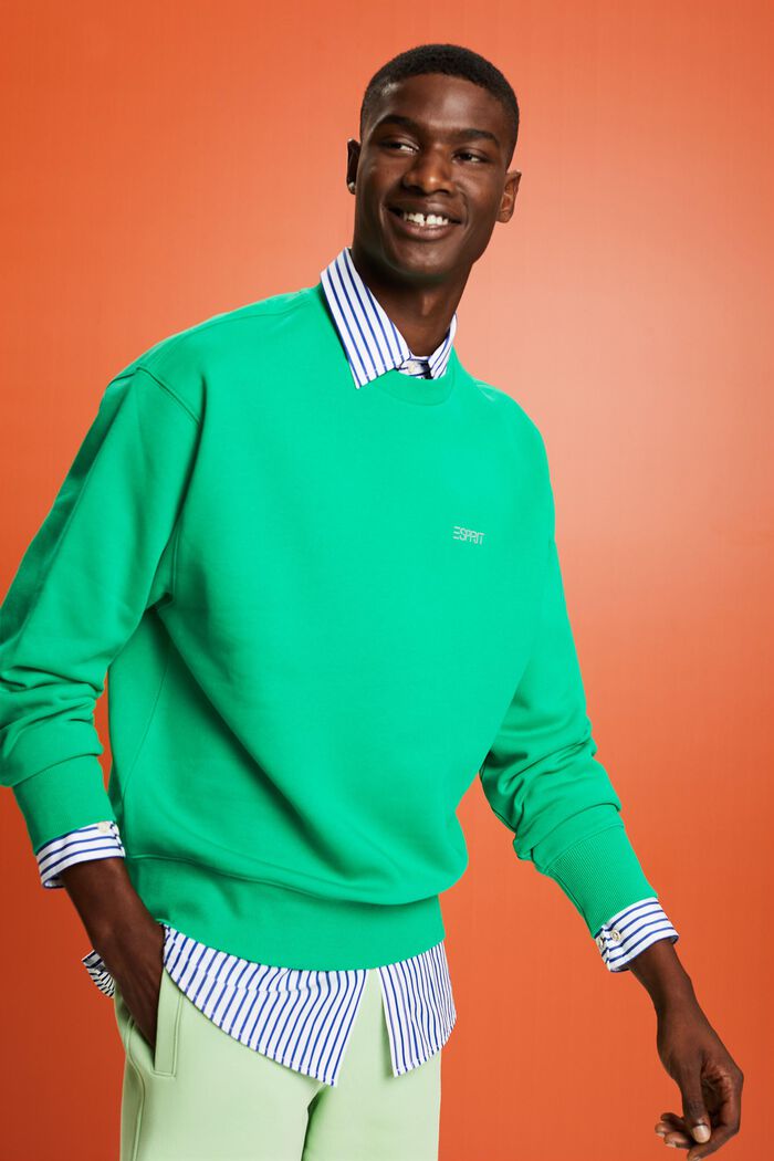 Uniseks fleece sweatshirt met logo, GREEN, detail image number 4