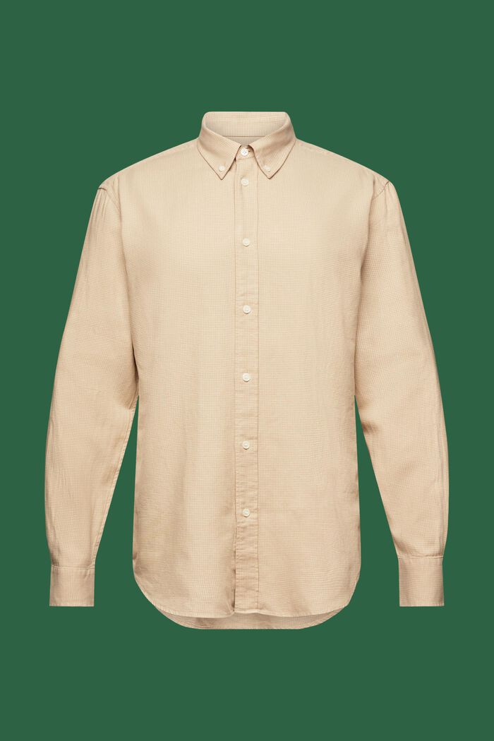 Regular fit-overhemd met ruitjes van katoen, BEIGE, detail image number 6