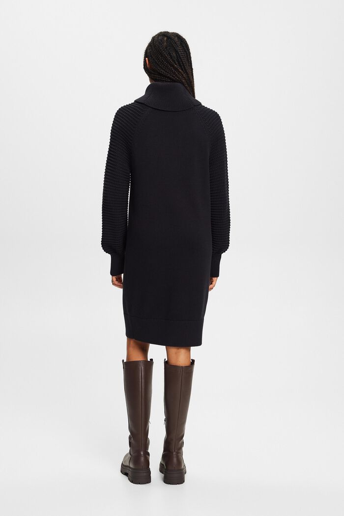 Gebreide mini-jurk met tunnelkraag, BLACK, detail image number 4