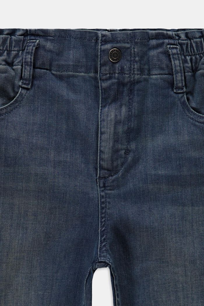 Elastische paperbag-jeans van katoen, BLUE LIGHT WASHED, detail image number 2
