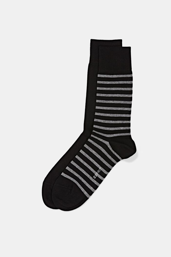 2 paar grofgebreide sokken, BLACK, detail image number 0